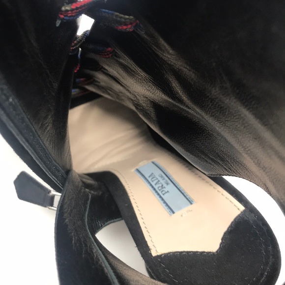 Prada Black Suede Lace Up Runway Boots - Picture 8 of 8